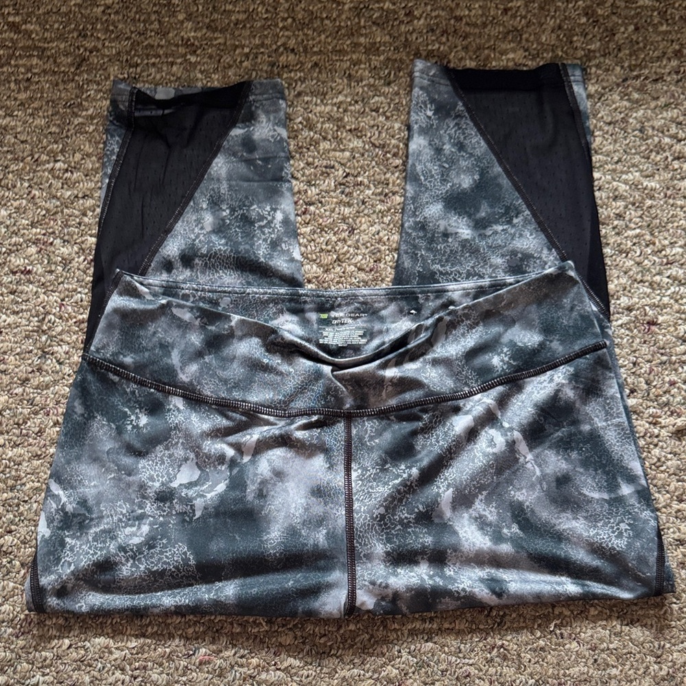 tek gear Black and Gray Capris with Mesh Insets